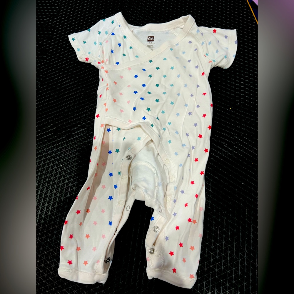 Tea Collection Wrap Baby Romper Stars 3-6 mos. Worn once